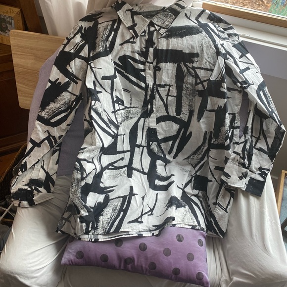 Black and white cotton dress shirt - Picture 4 of 5